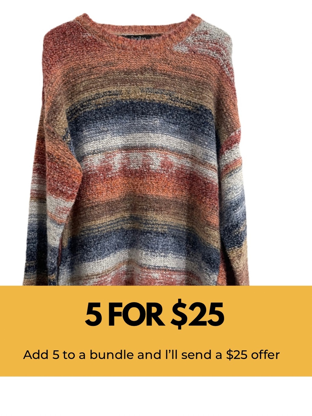 Papillon Striped Crewneck Sweater in Rust Navy Cream